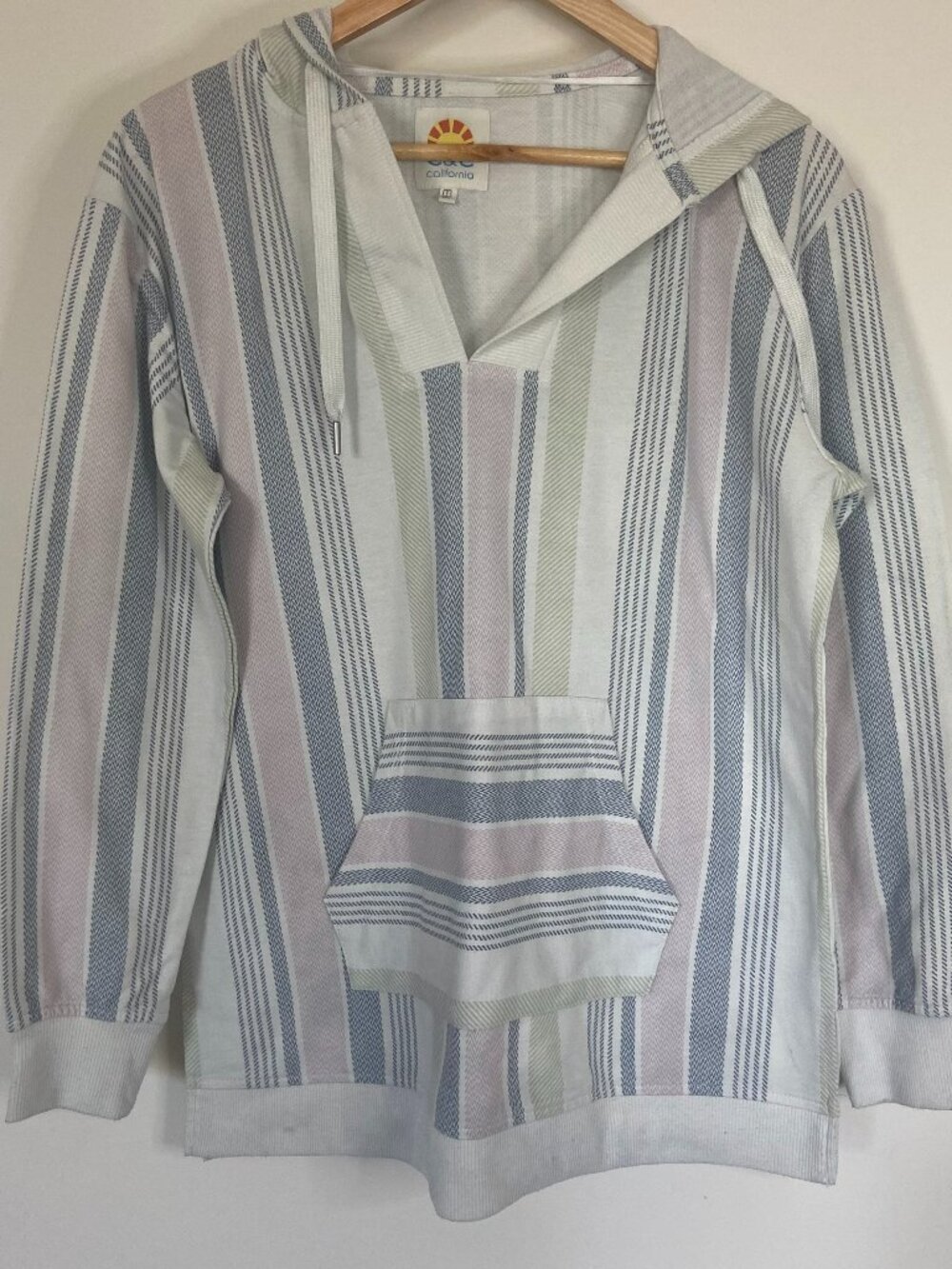 C&C California Women's Multi Color Striped Long Sleeve Drawstring Hoodie Size M